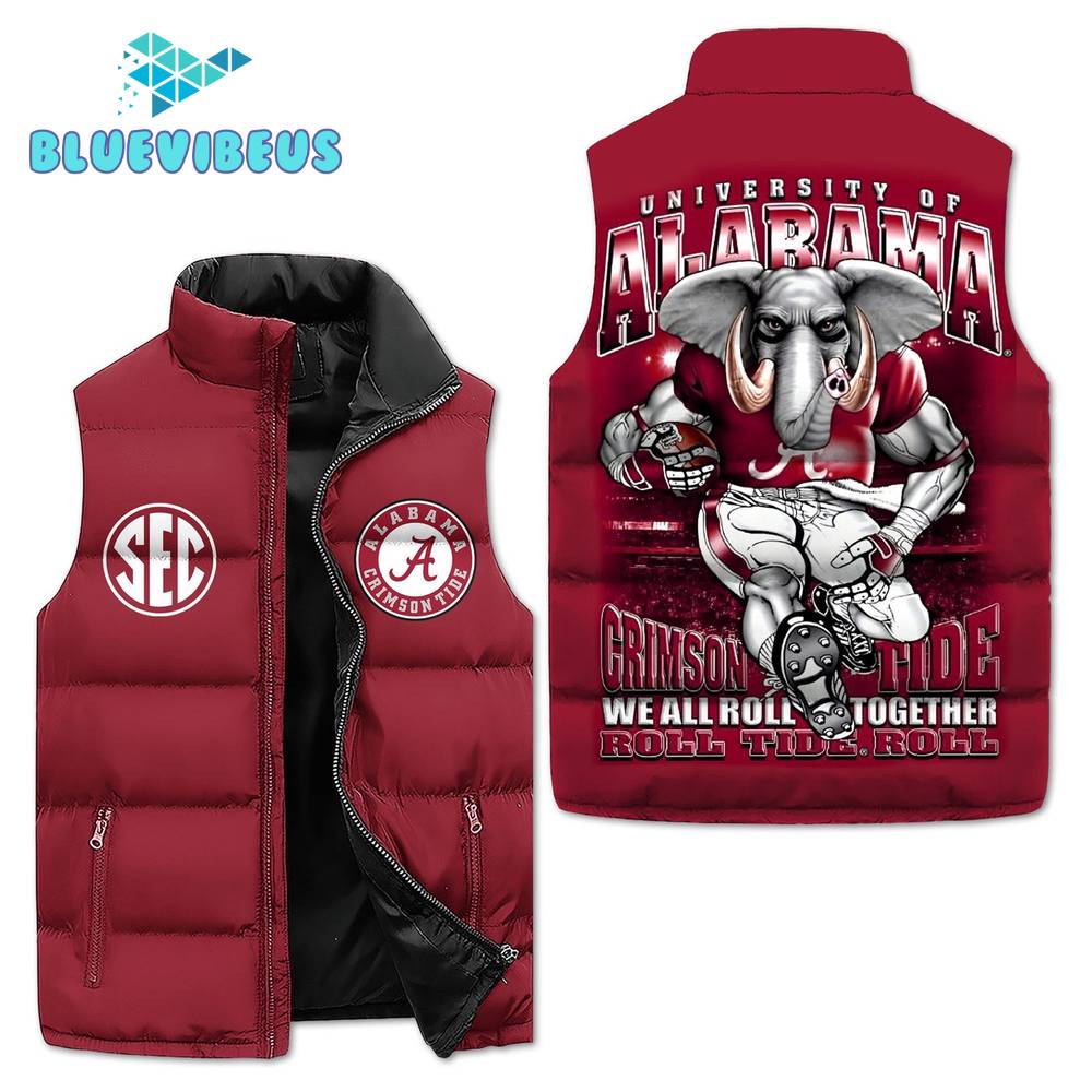 Alabama Crimson Tide Roll Togerther Sleeveless Puffer Down Vest