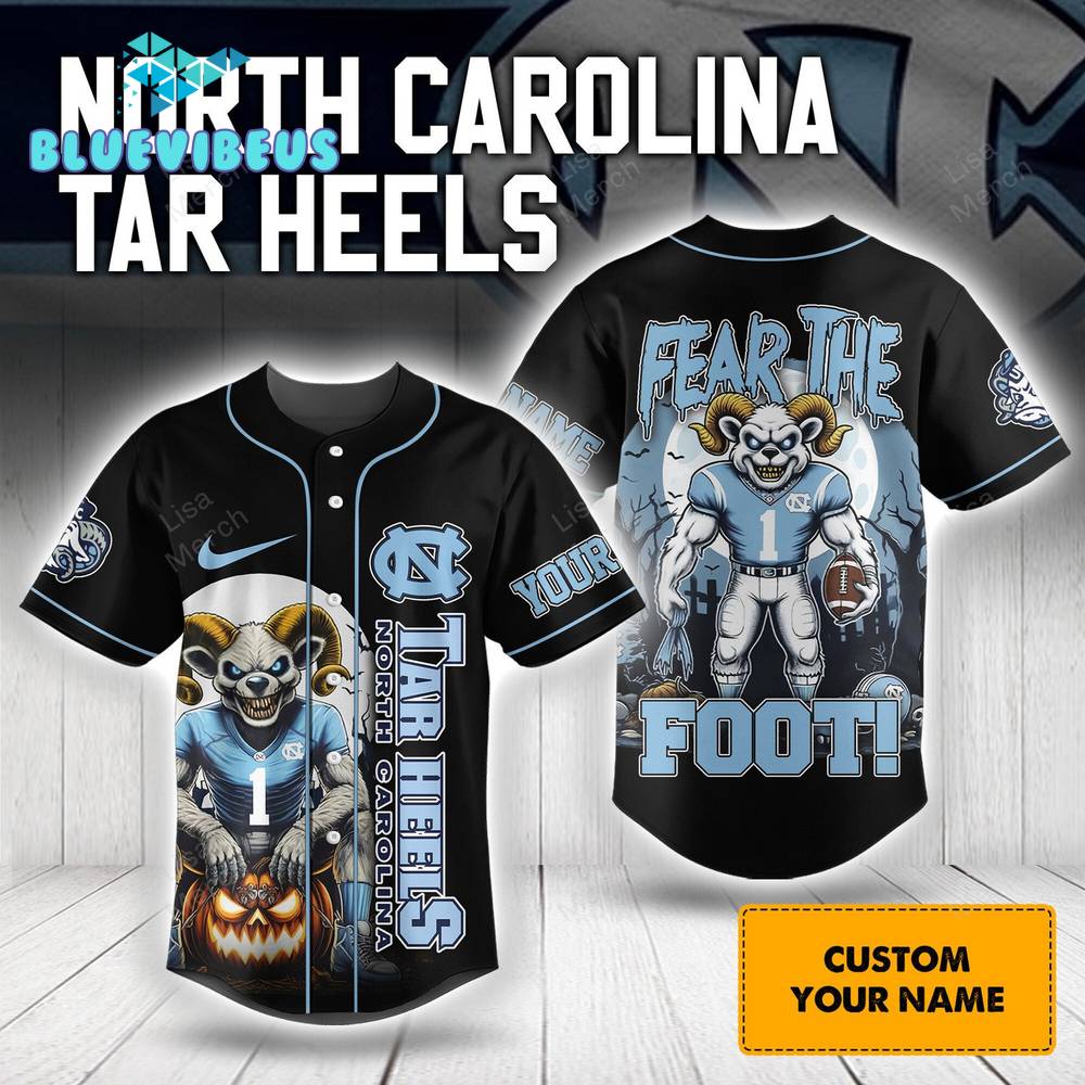 North Carolina Tar Heels Fear The Football Personalized Baseball Jersey