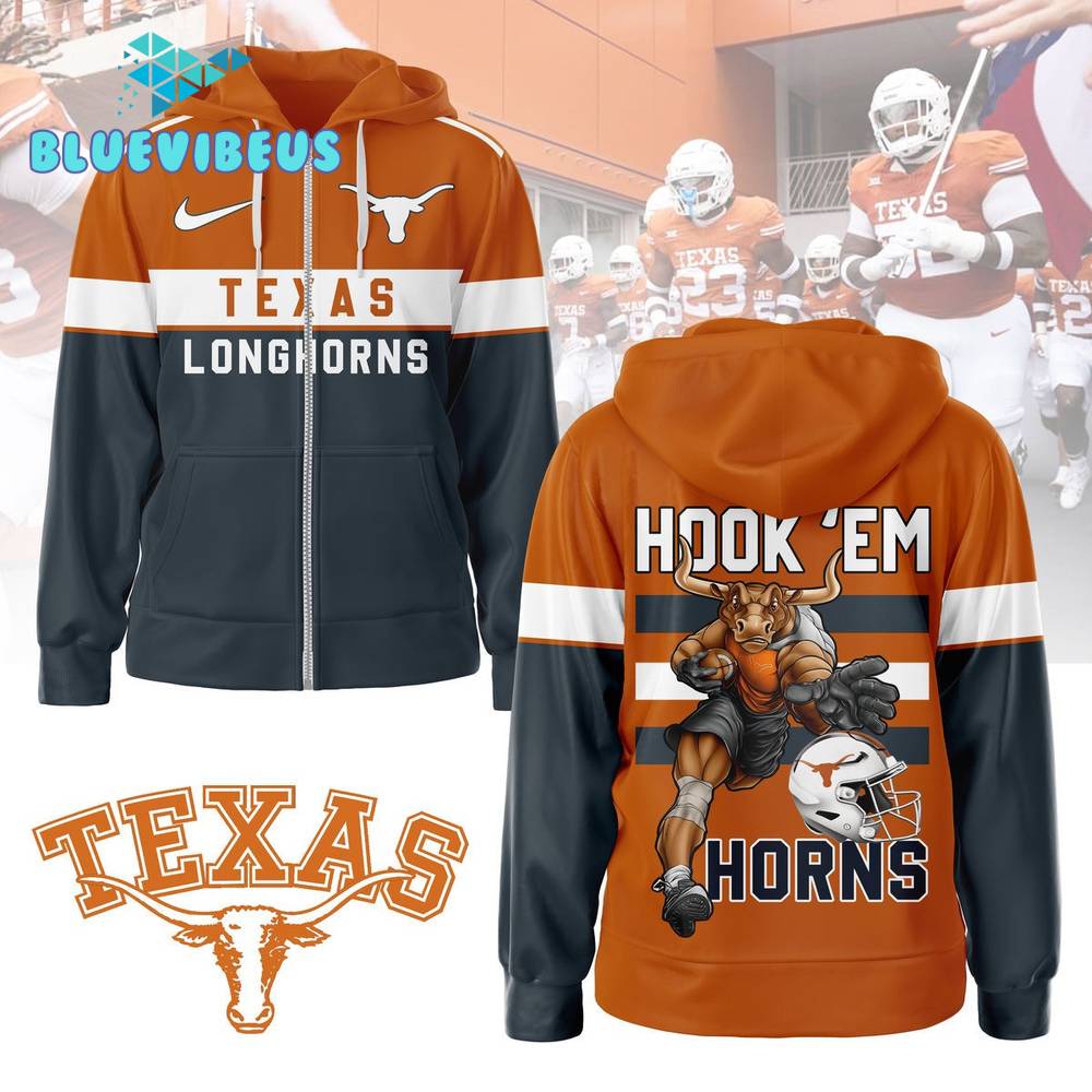 Texas Longhorns Football Hook Em Zip Hoodie