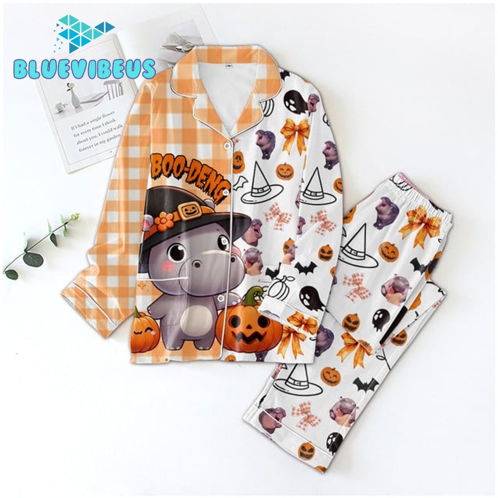 Boo Deng Funny Moo Deng Halloween Pajamas Set