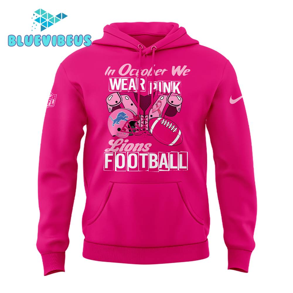 Detroit Lions In October We Wear Pink Combo Hoodie, Cap