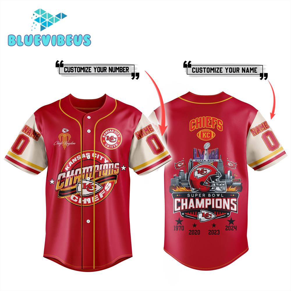 Kansas City Chiefs Super Bowl Champions Personalized Baseball Jersey