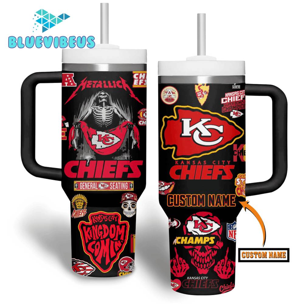 Kansas City Chiefs Super Bowl Champions Personalized Stanley Tumbler – Black