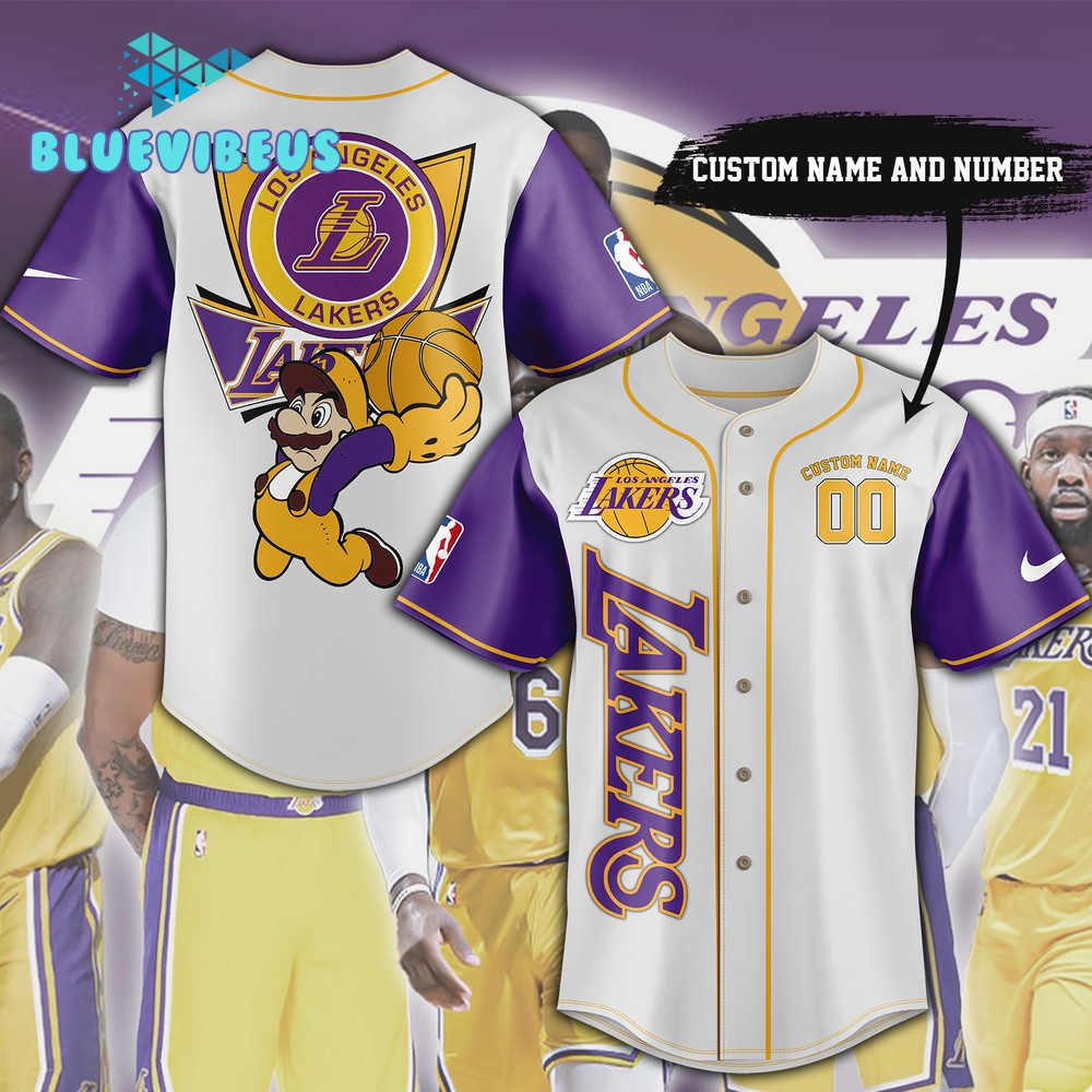 Los Angeles Lakers Nike Mario Customized Baseball Jersey