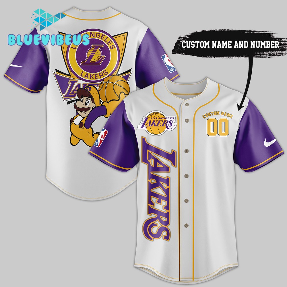 Los Angeles Lakers Nike Mario Customized Baseball Jersey