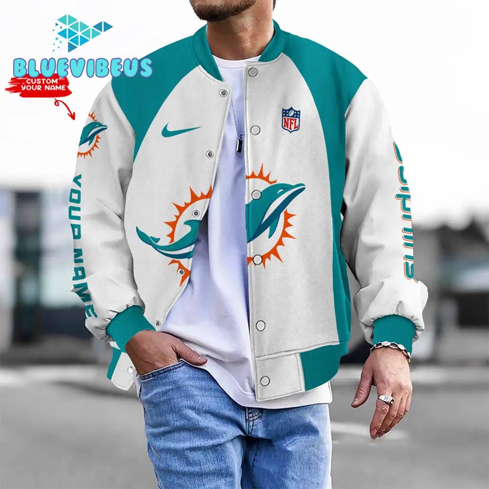 NFL Miami Dolphins Personalized Baseball Jacket