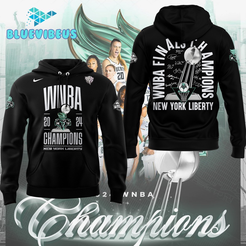 New York Liberty 2024 WNBA Finals Champions Black Hoodie, Pants, Cap