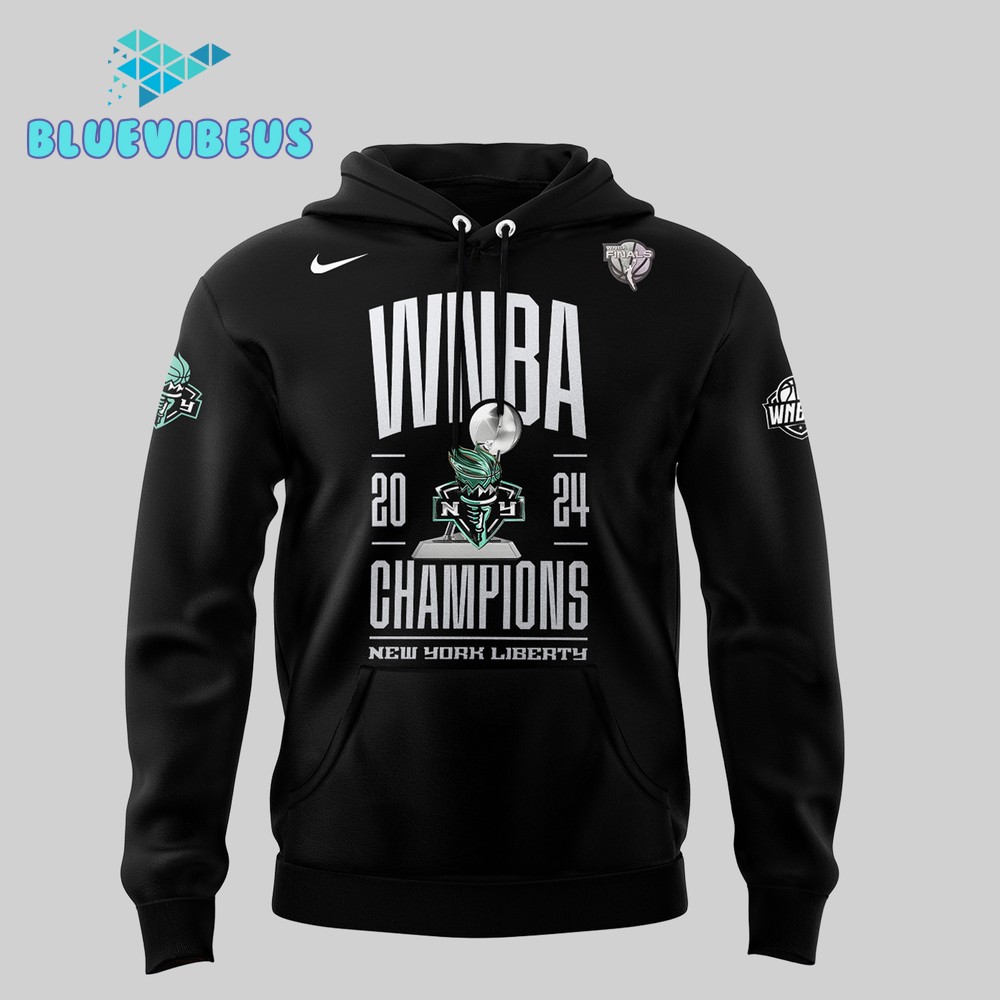 New York Liberty 2024 WNBA Finals Champions Black Hoodie, Pants, Cap