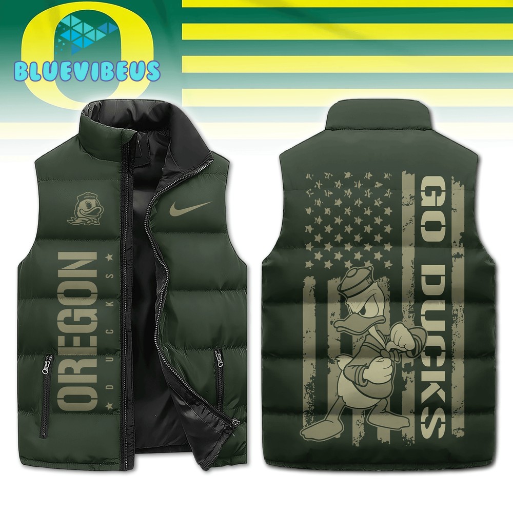 Oregon Ducks US Army Veteran Sleeveless Puffer Down Vest