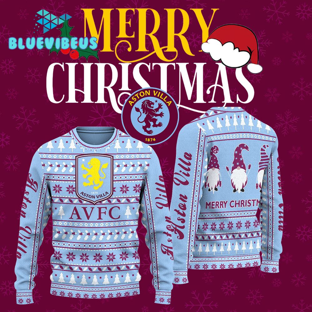 Aston Villa Merry Christmas 2024 Ugly Sweater