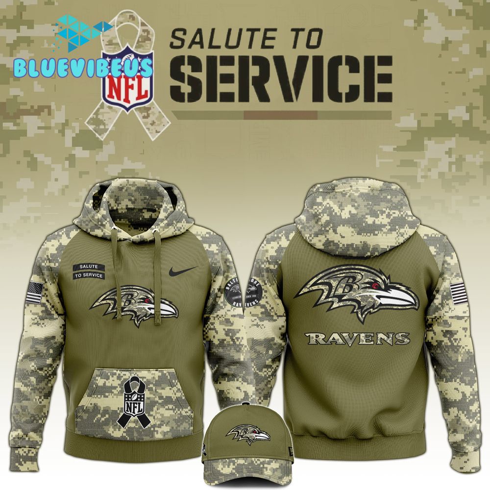 Baltimore Ravens 2024 Salute to Service Club Camo Hoodie