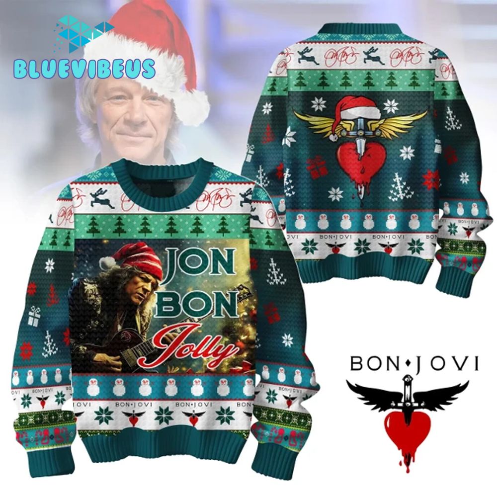 Bon Jovi Merry Christmas 2024 Ugly Sweater