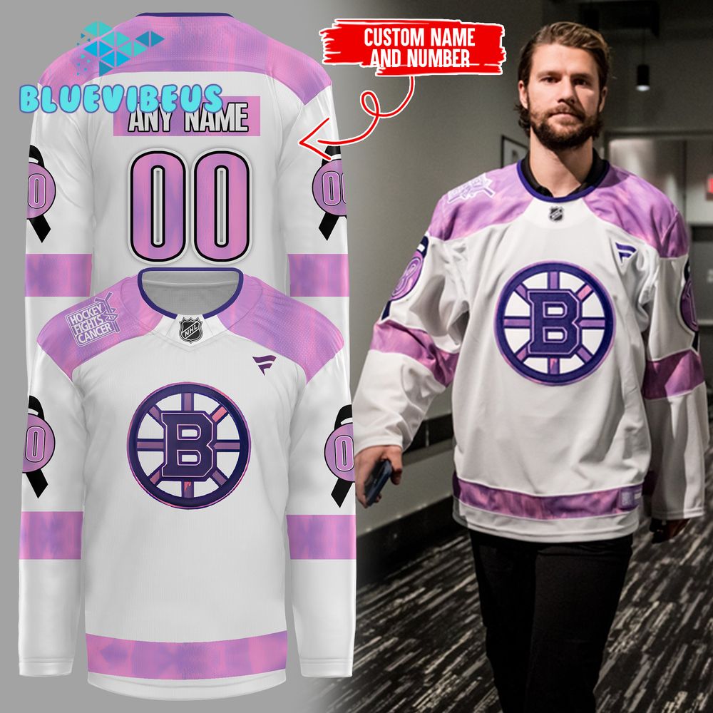 Boston Bruins Hockey Fights Cancer Special New Hockey Jersey