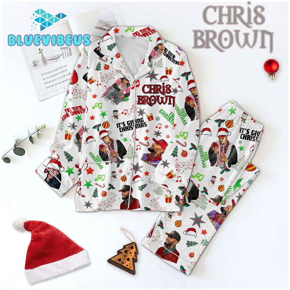 Chris Brown It’s Giving Christmas 2024 Pajamas Set