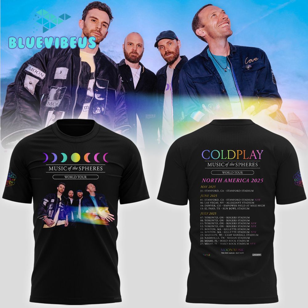 Coldplay Band World Tour North America 2025 Black Shirt