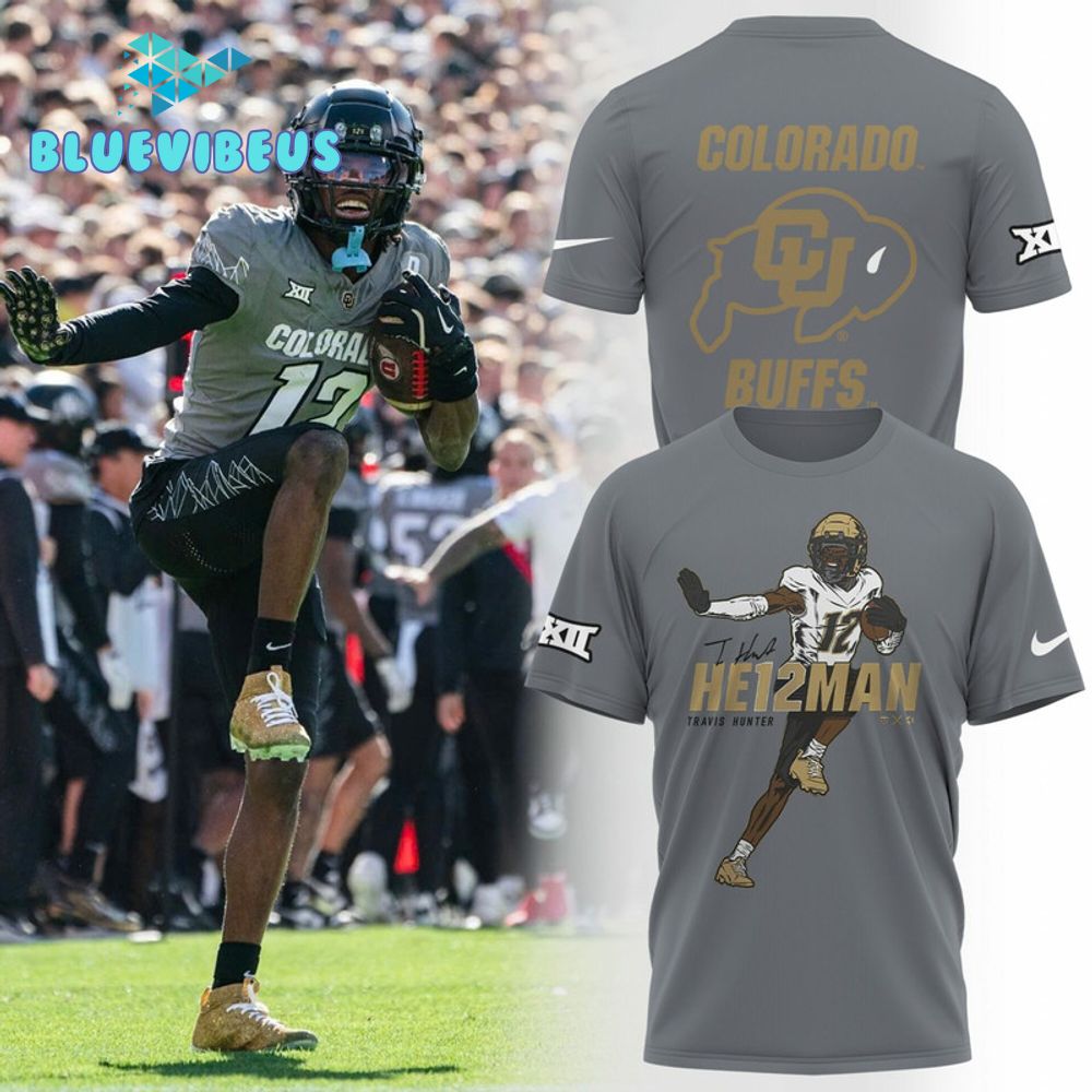 Colorado Buffaloes Travis Hunter “HE12MAN” Nike Gray Shirt