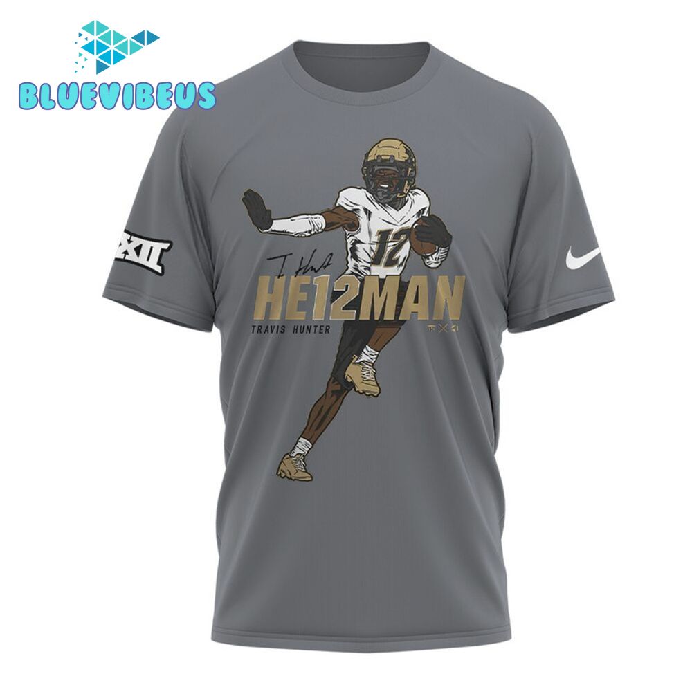 Colorado Buffaloes Travis Hunter “HE12MAN” Nike Gray Shirt