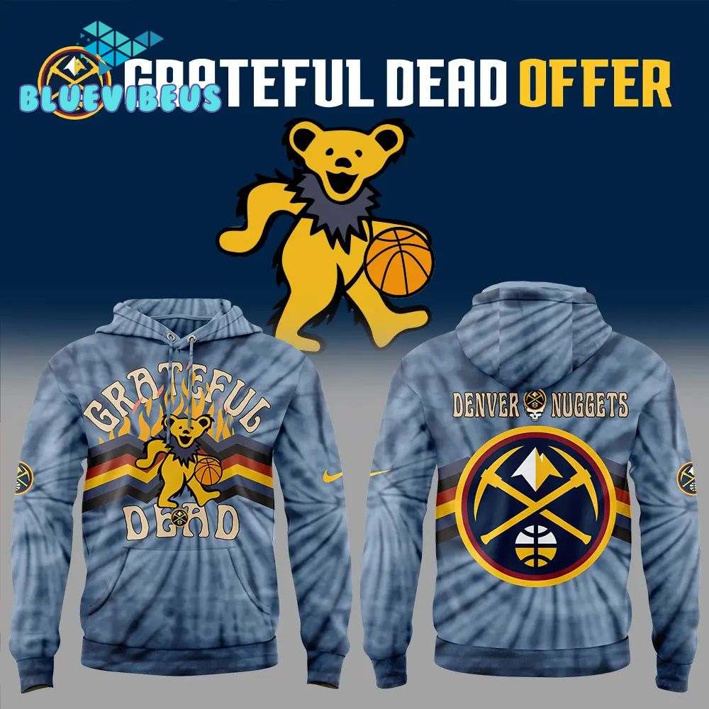 Denver Nuggets Grateful Dead Night Gray Hoodie, Pants, Cap