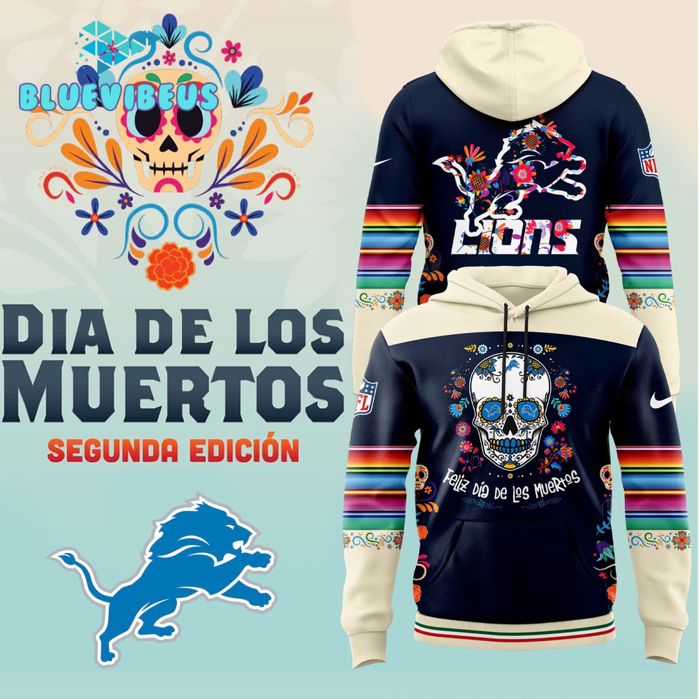 Detroit Lions 2024 NFL Dia De Los Muertos Hoodie, Cap