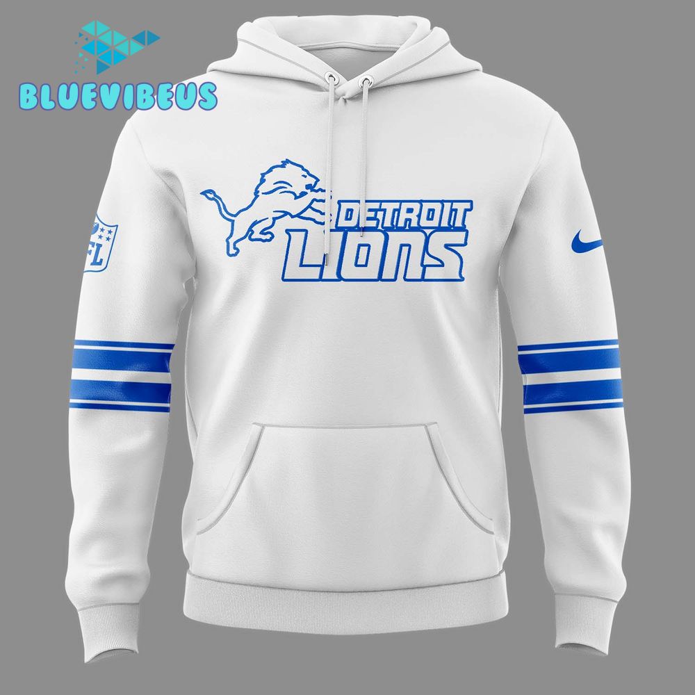 Detroit Lions 2024 Unisex White Hoodie, Cap