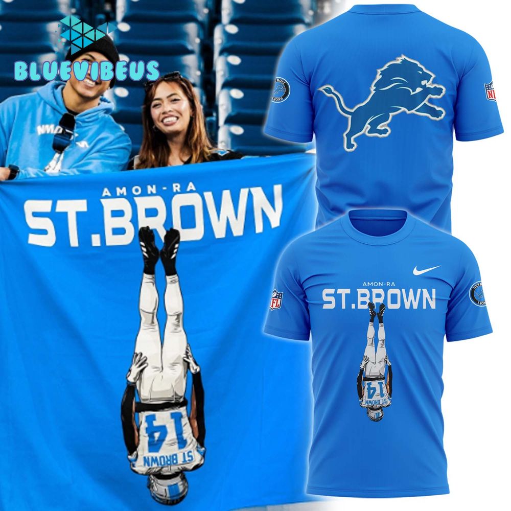 Detroit Lions Amon Ra St Brown Blue Shirt