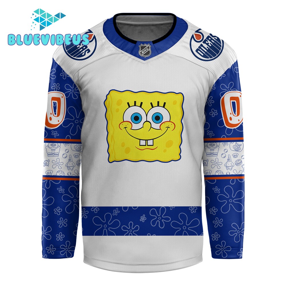 Edmonton Oilers x Spongebob 25th Anniversary Personalized Hockey Jersey