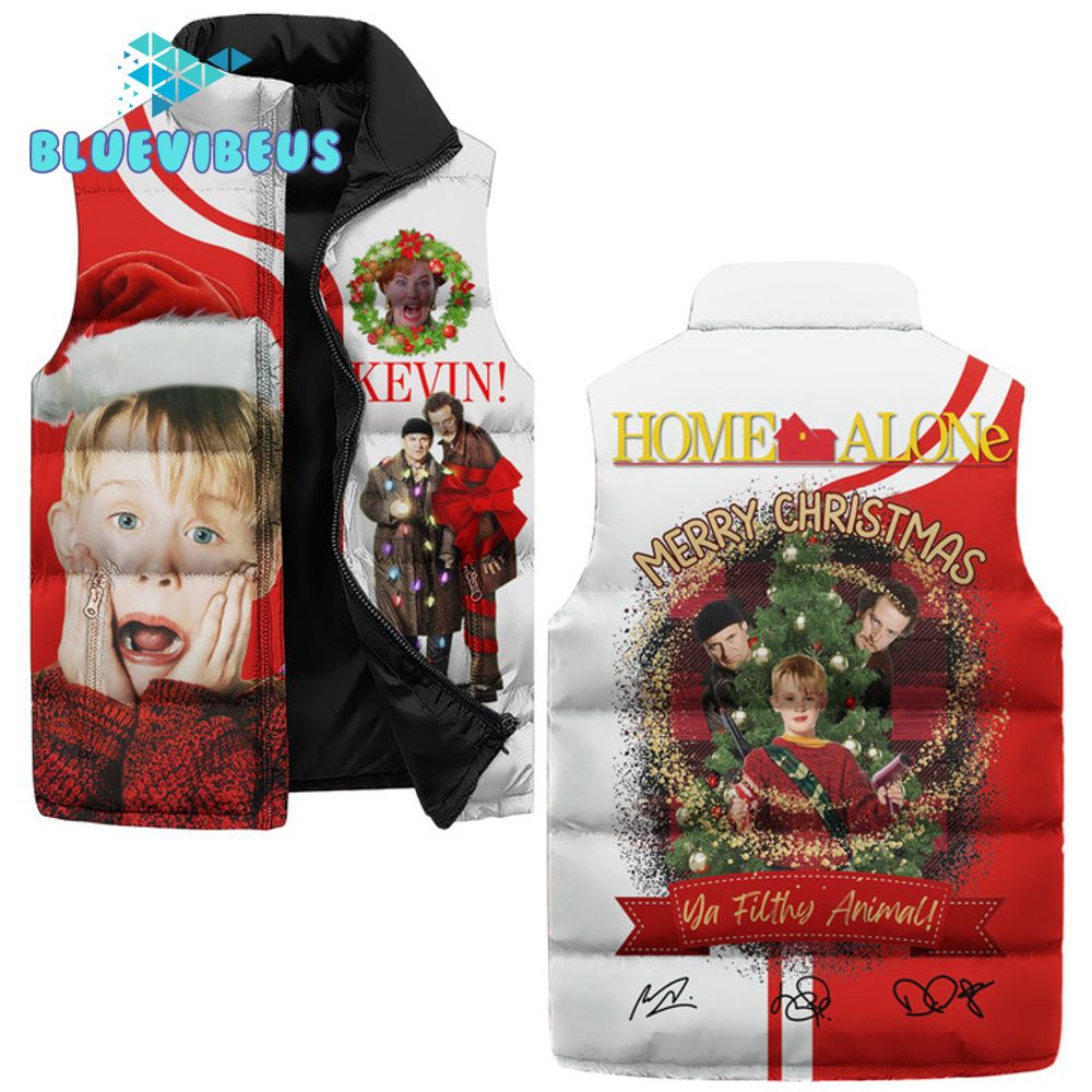 Home Alone Merry Christmas Sleeveless Puffer Down Vest