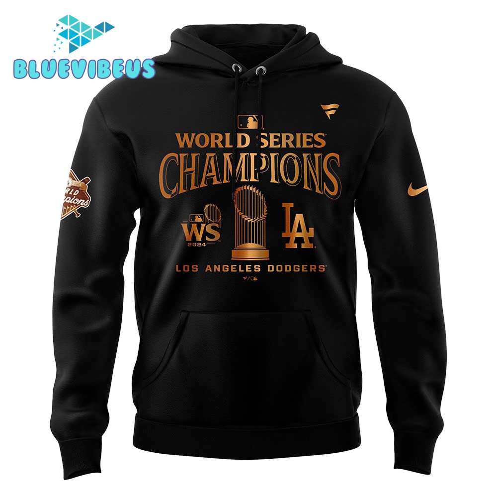 Los Angeles Dodgers Fanatics Black 2024 World Series Champions Hoodie, Cap