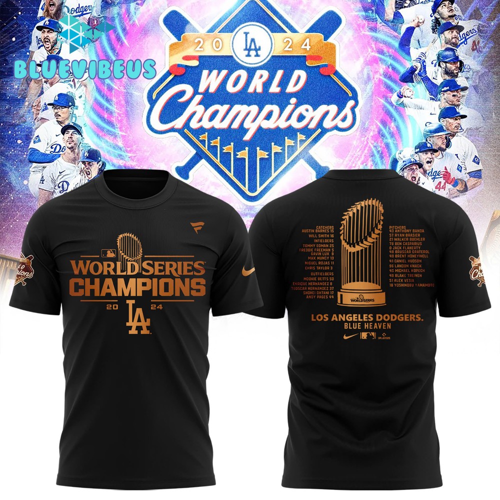 Los Angeles Dodgers Fanatics Black 2024 World Series Champions Shirt