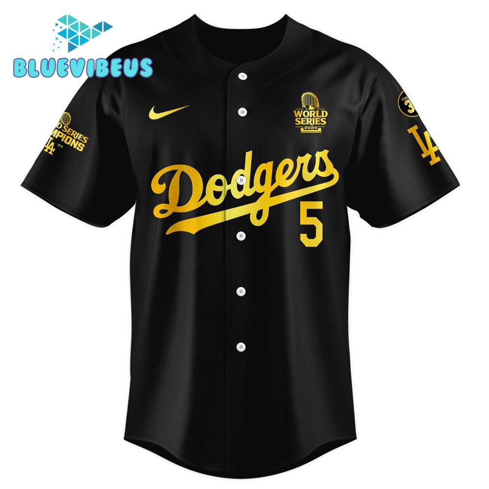 Los Angeles Dodgers Freddie Freeman Nike Black 2024 World Series Champions Baseball Jersey