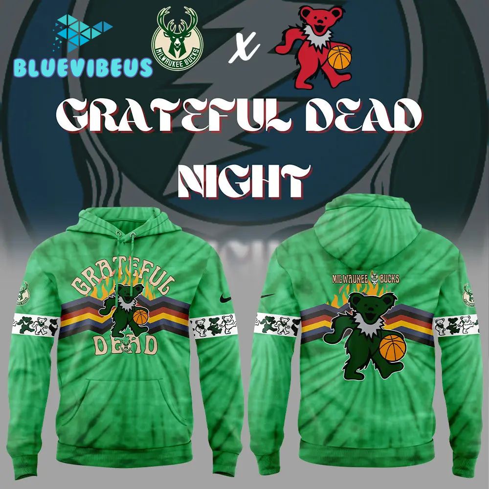 Milwaukee Bucks x Grateful Dead Night Hoodie, Pants, Cap