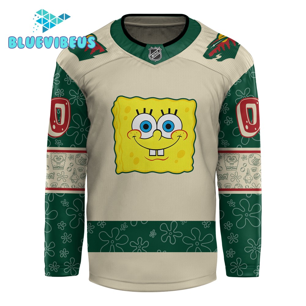 Minnesota Wild x Spongebob 25th Anniversary Personalized Hockey Jersey