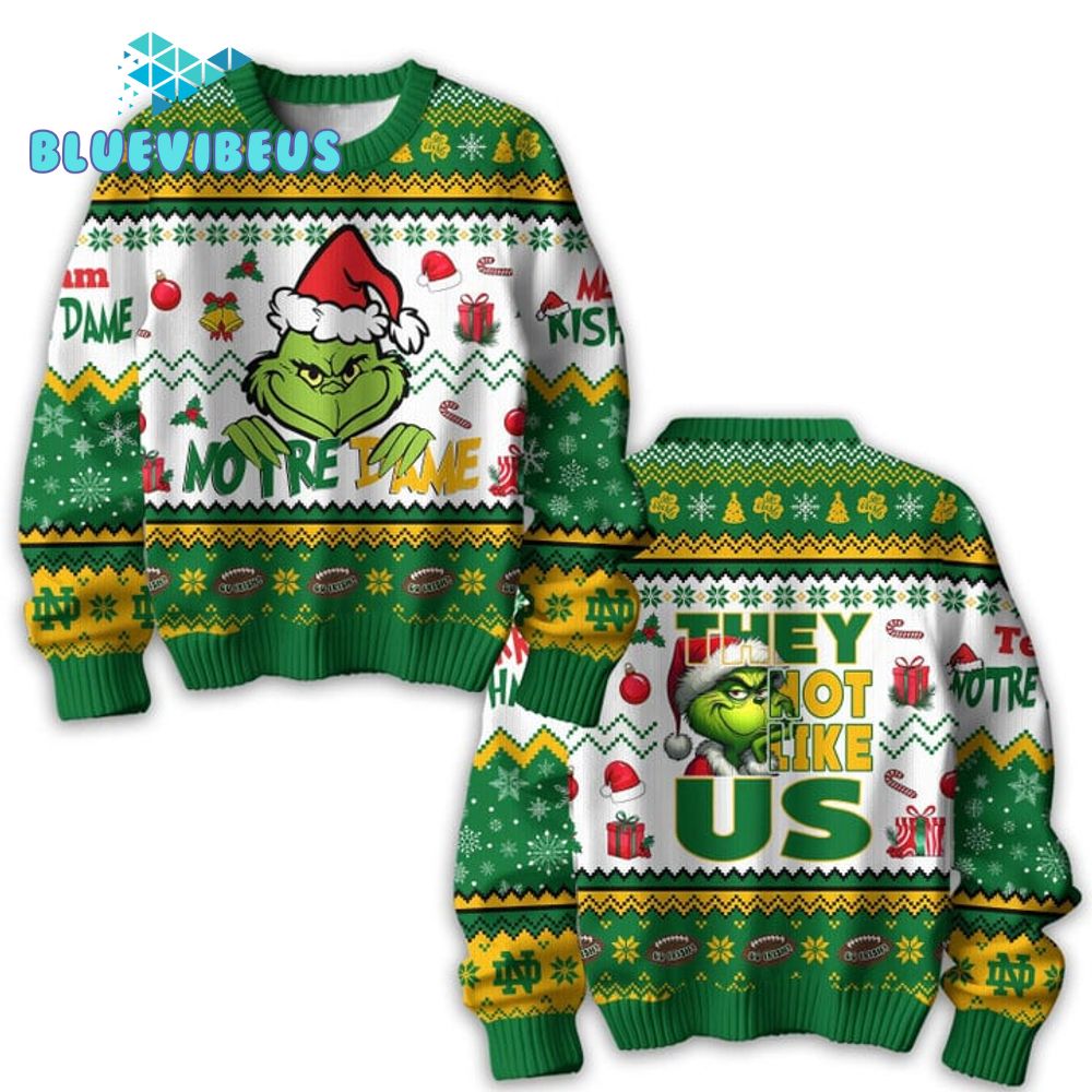 Notre Dame Fighting Irish x The Grinch Football Christmas 2024 Ugly Sweater