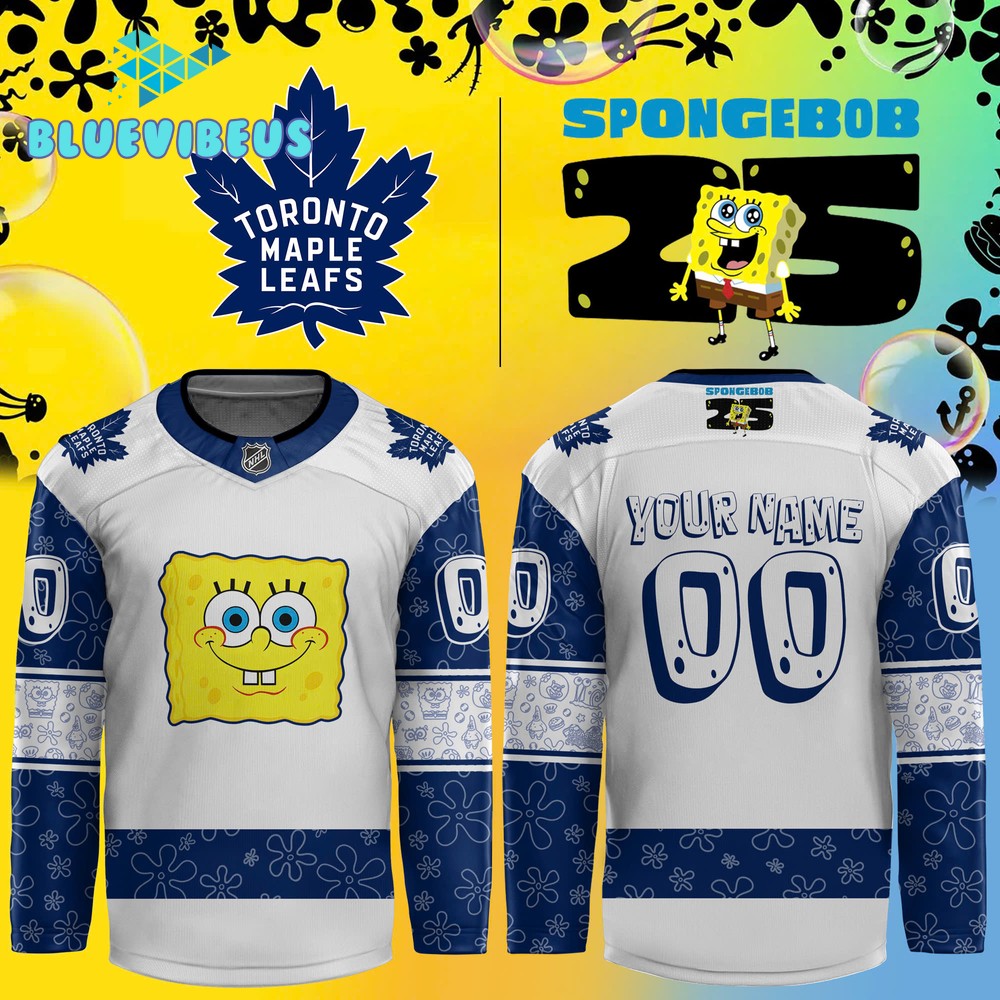 Toronto Maple Leafs x Spongebob 25th Anniversary Personalized Hockey Jersey