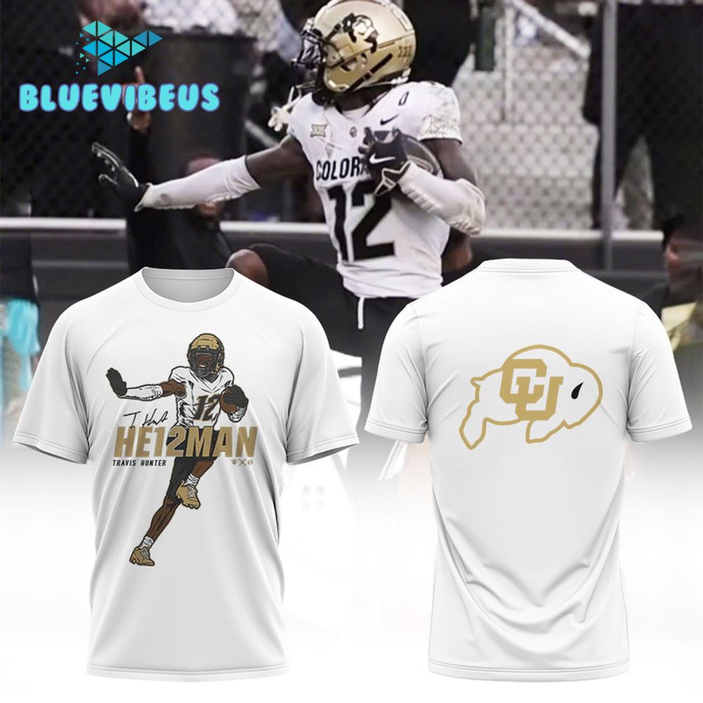 Travis Hunter “HE12MAN” Colorado Buffaloes Football White Shirt