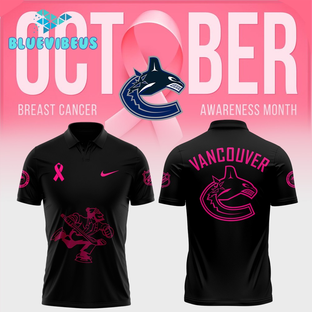 Vancouver Canucks 2024 NHL Breast Cancer Awareness Month Polo Shirt