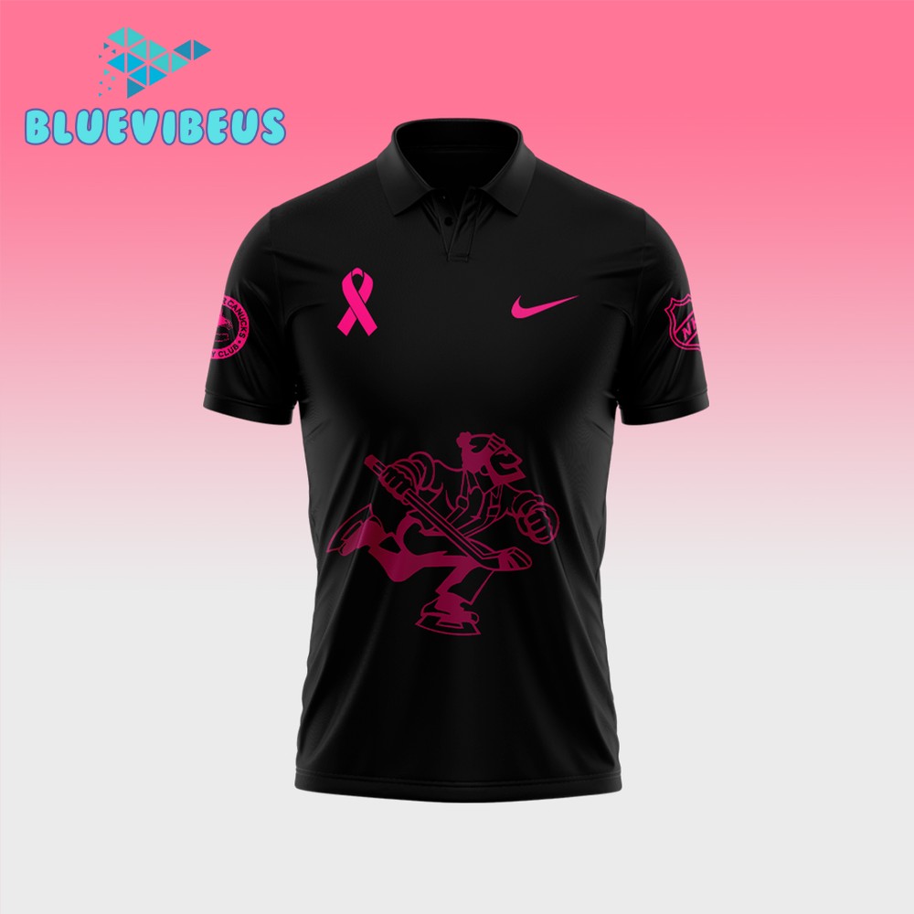 Vancouver Canucks 2024 NHL Breast Cancer Awareness Month Polo Shirt