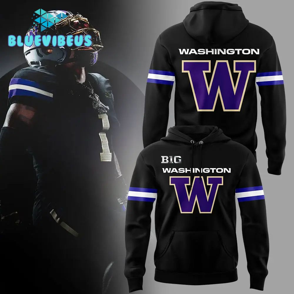 Washington Huskies Football Wear Black Hoodie, Pants, Cap