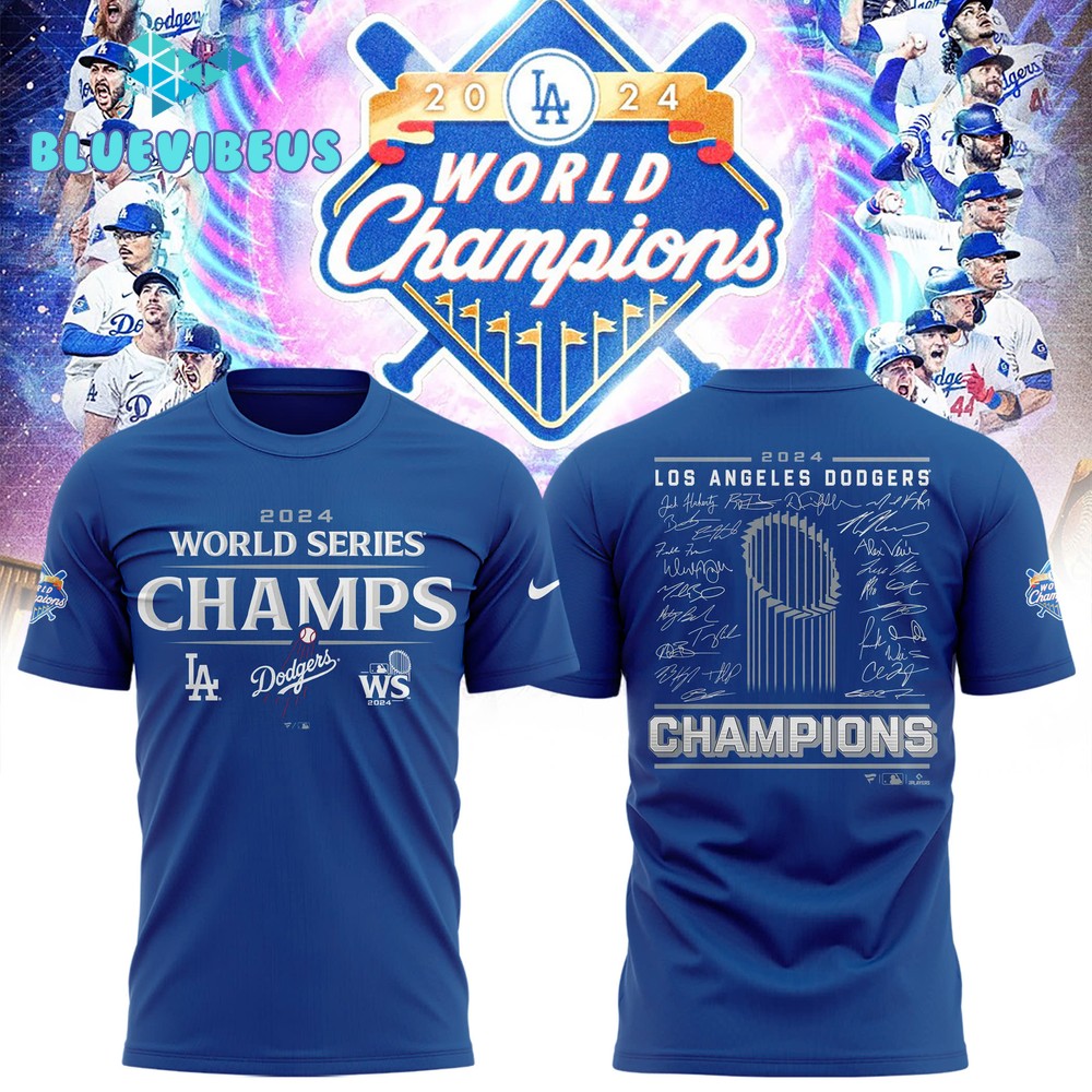 Los Angeles Dodgers Fanatics Black 2024 World Series Champions Blue Shirt