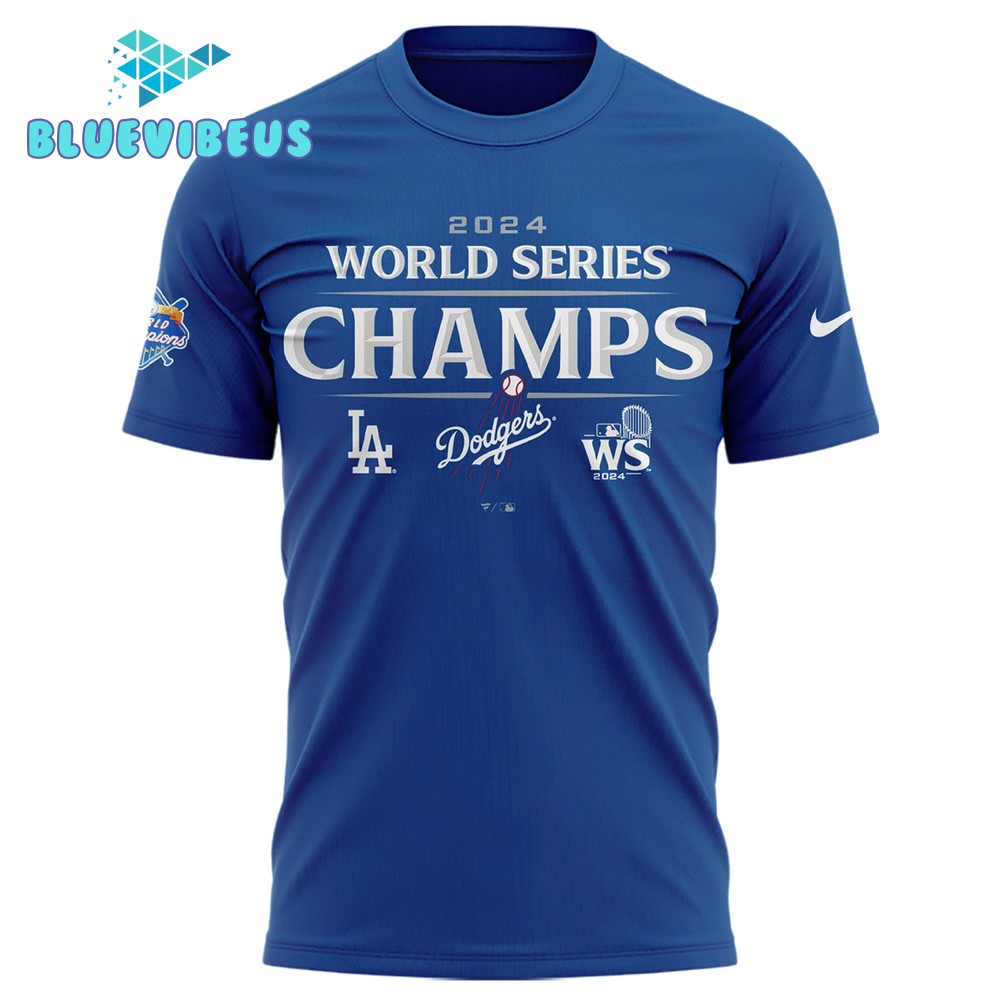 Los Angeles Dodgers Fanatics Black 2024 World Series Champions Blue Shirt