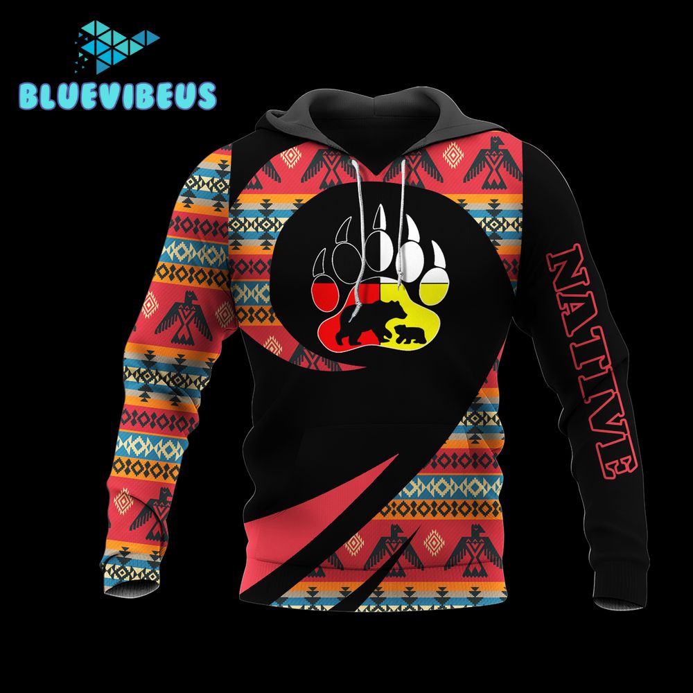 Bear Native American Pride 3D Hoodie