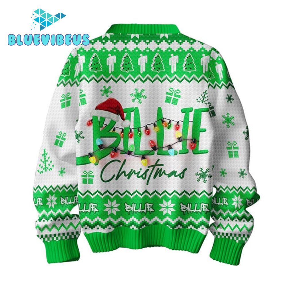 Billie Eilish Santa Song Green Christmas Sweater