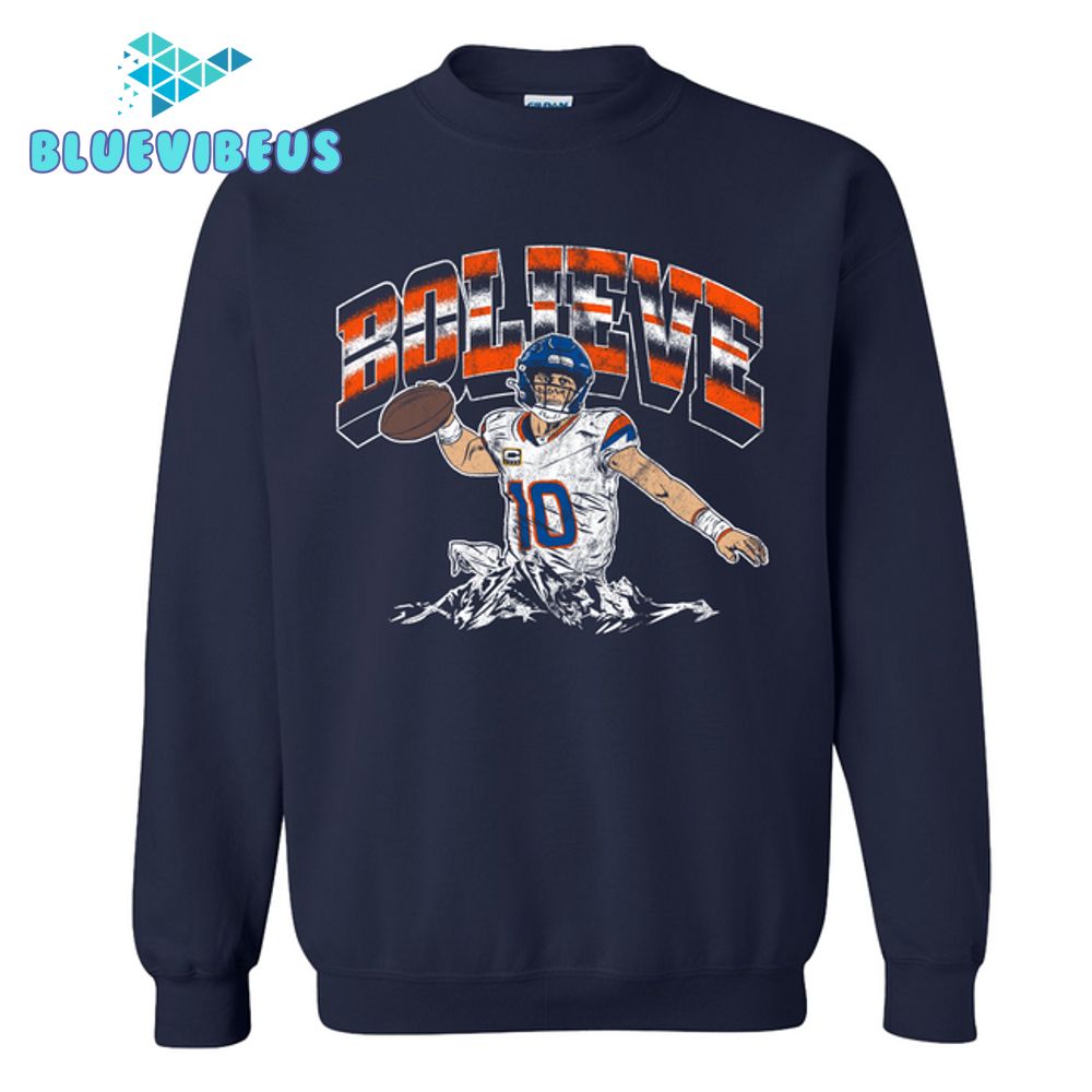 Bo Nix Bolieve Number 10 Navy Blue Sweater