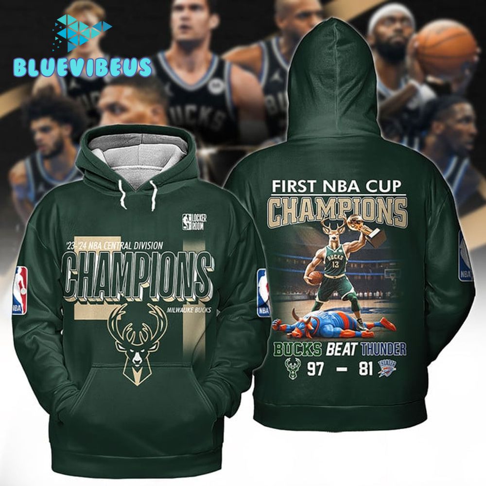 Bucks Beat Thunder 23-24 NBA Division Champions Green Hoodie