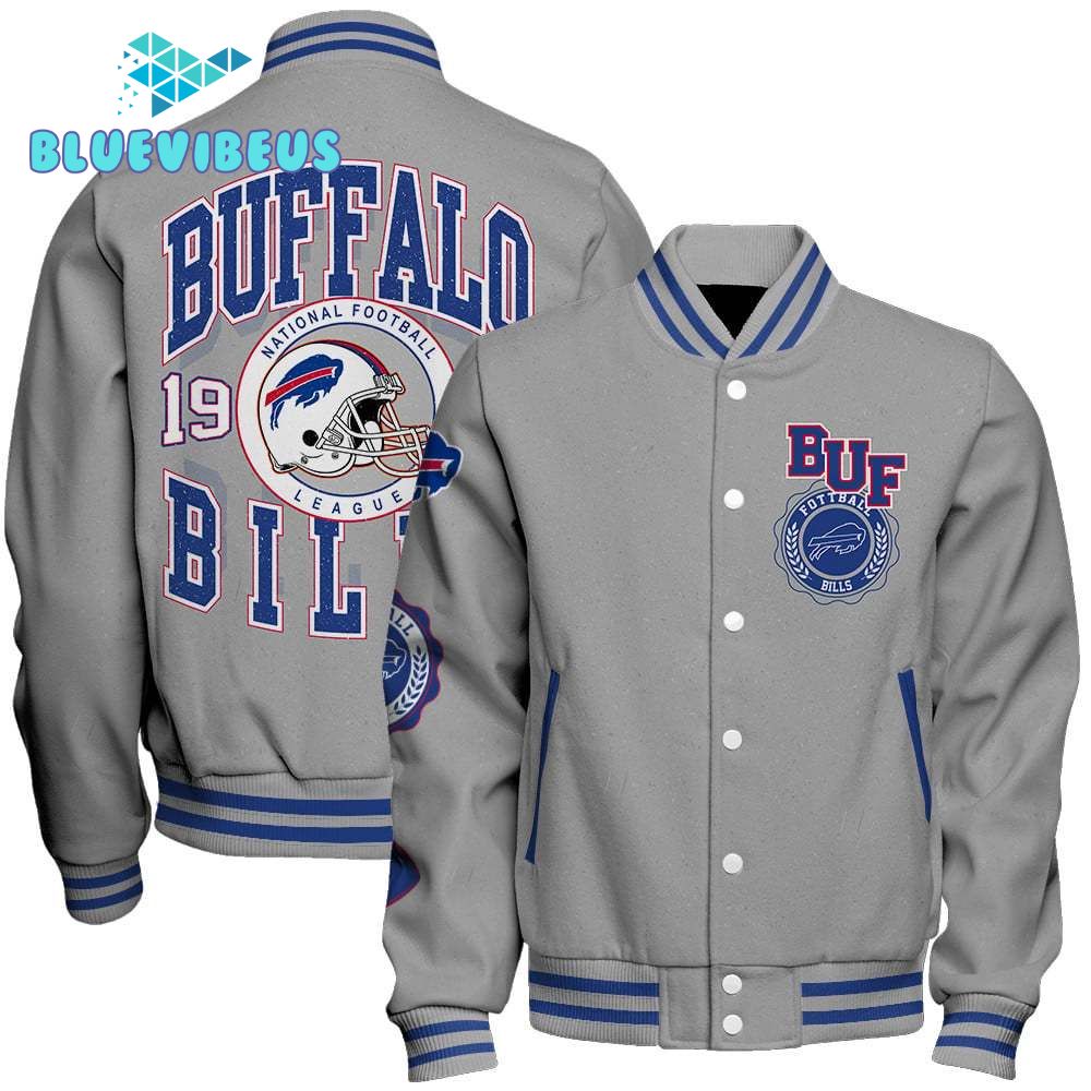 Buffalo Bills NFL 2025 Feel The Power Gray Baseball Jacket