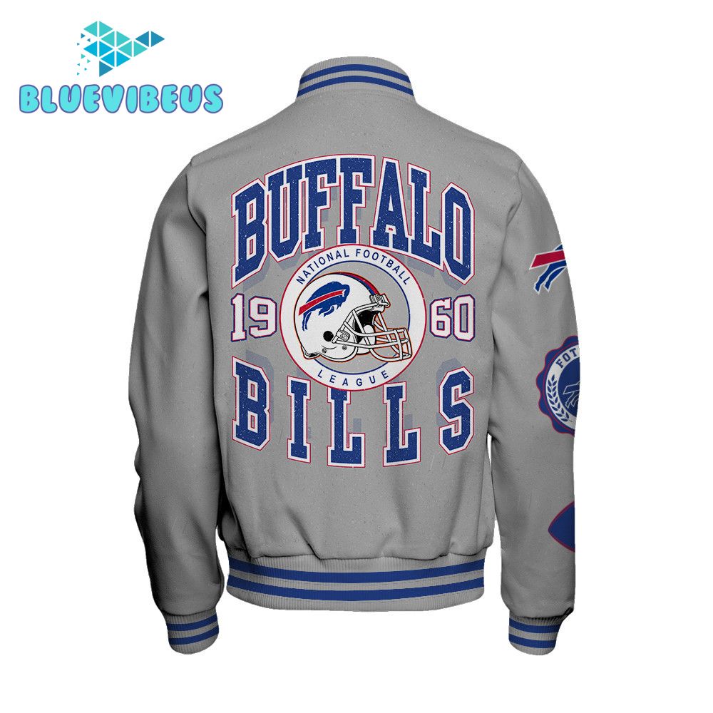 Buffalo Bills NFL 2025 Feel The Power Gray Baseball Jacket