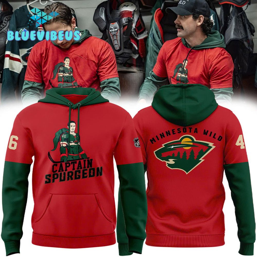 Captain Spurgeon NHL Minnesota Wild Green Red Hoodie