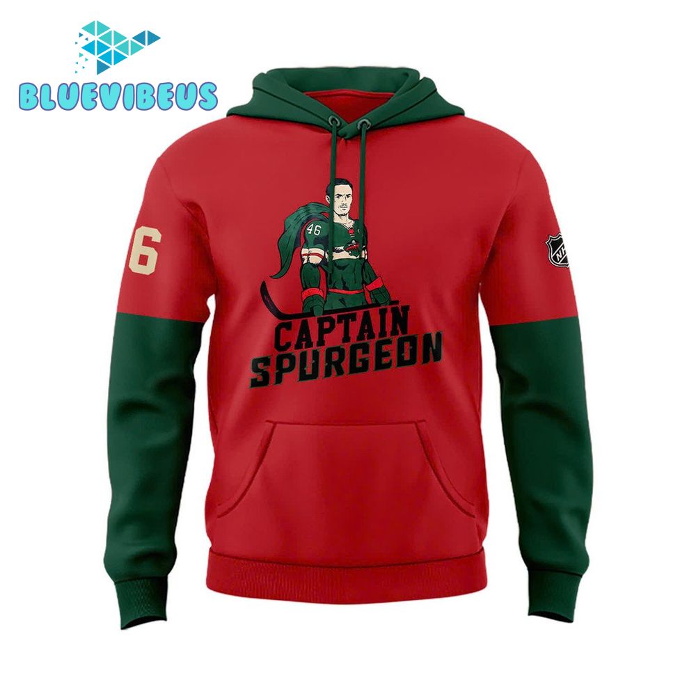 Captain Spurgeon NHL Minnesota Wild Green Red Hoodie