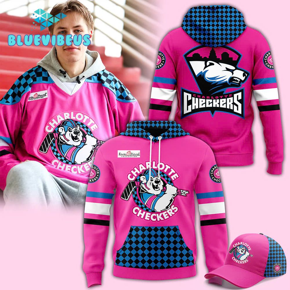 Charlotte Checkers 2025 Limited Pink Neon Hoodie, Cap