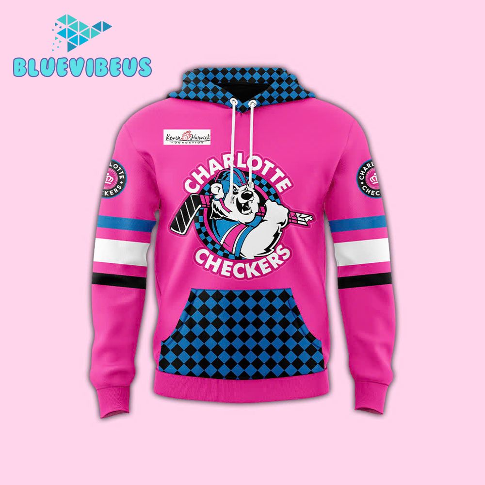 Charlotte Checkers 2025 Limited Pink Neon Hoodie, Cap